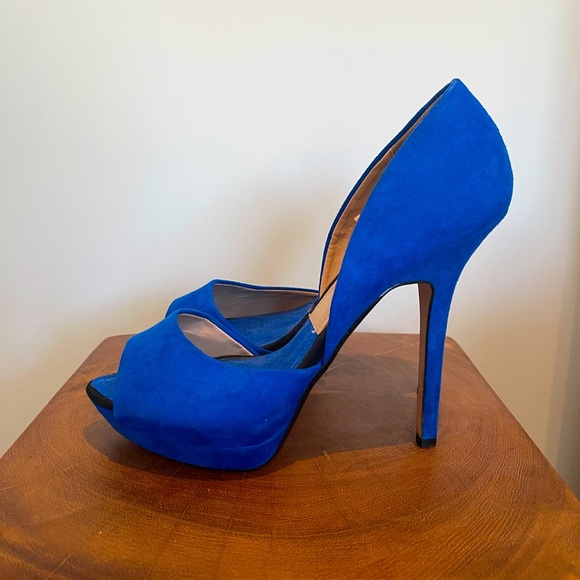 Zara Collection Suede Royal Blue Platform Heels size 9 - Picture 2 of 6